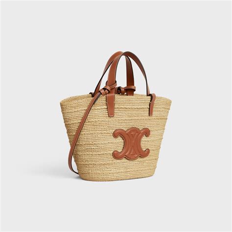 teen supple celine classic panier in raffia and calfskin tan|TEEN SUPPLE CELINE CLASSIC PANIER in Raffia and calfskin.